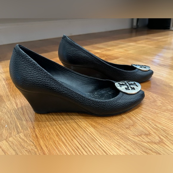TORY BURCH Peep Toe Pump Sally 2 Leather Wedge - Picture 5 of 15
